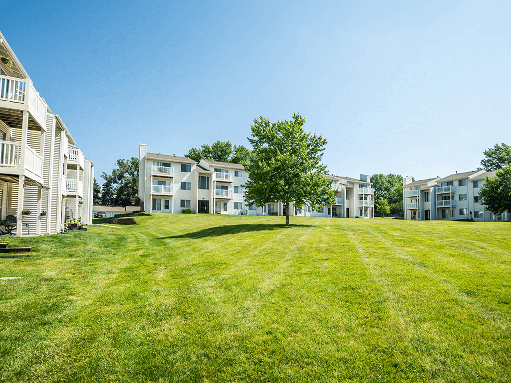 the preserve at ballantyne commons yard and apartment buildings