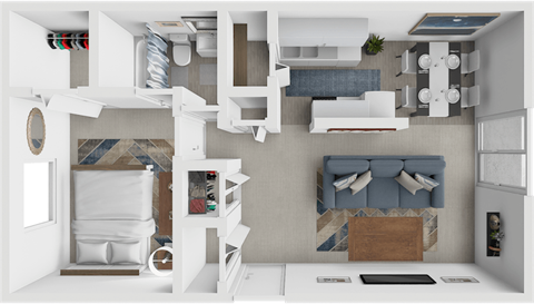 1 bed floor plan at georgetowne apartments
