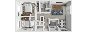 2 bed floor plan at georgetowne apartments