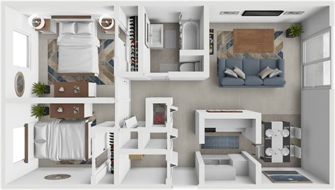 2 bed floor plan at georgetowne apartments