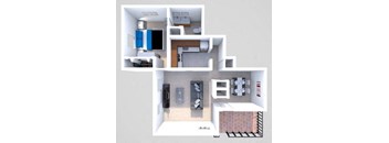 A2 1 Bedroom 1 Bath French