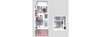 A3 1 Bedroom 1.5 Bath Townhome