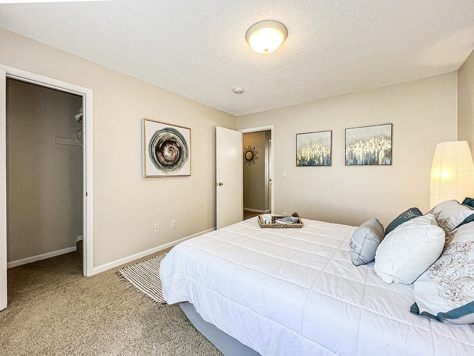apartment bedroom with a walk in closet