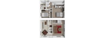 two bed townhome floor plan at Gateway Townhomes