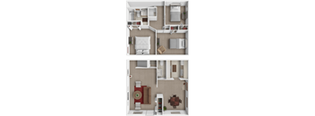 three bed townhome floor plan at Gateway Townhomes