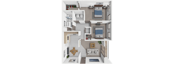 2 bed 1 bath floor plan at Huntley Ridge New Albany