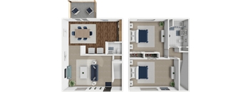 two bedroom townhome floor plan at huntley ridge clarksville