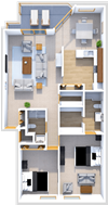 2 bedroom 2 bath floor plan at Hidden Cove Apartments