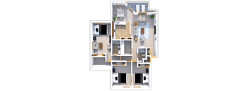 3 bedroom 2 bath floor plan at Hidden Cove Apartments