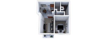 1 bed 1 bath floor plan at Heritage Estates