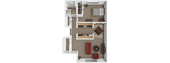 1 bed garden style floor plan at Heritage Knoll