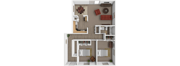 2 bed garden style floor plan at Heritage Knoll