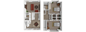 2 bed townhome floor plan at Heritage Knoll