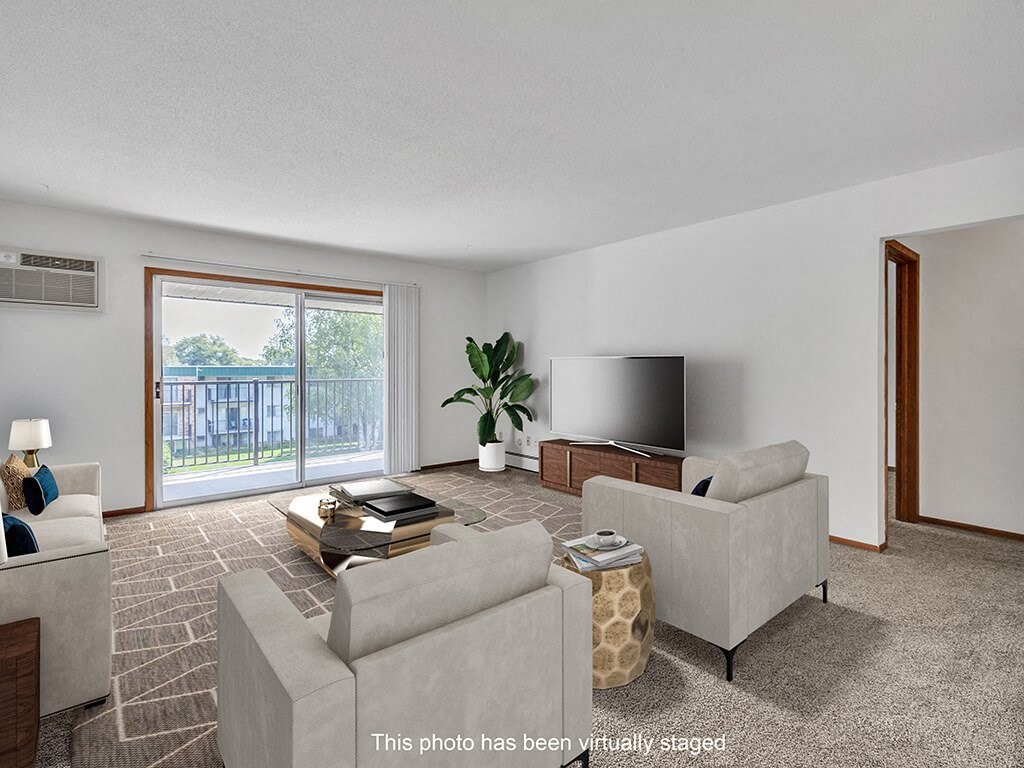 a living room with two couches and a tv