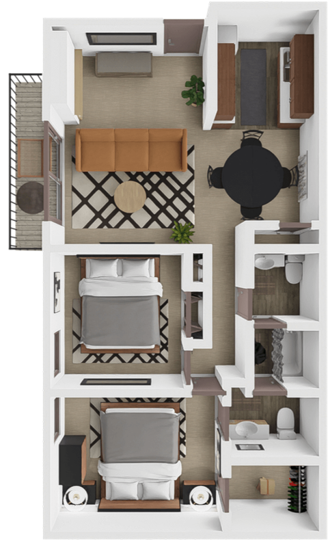 two bedroom floor plan at high point east apartments