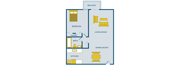 Open Floor Plan one bedroom one bathroom apartment