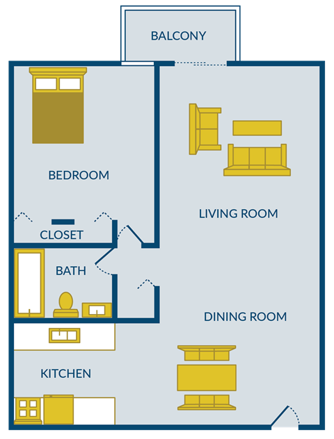 Open Floor Plan one bedroom one bathroom apartment