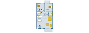 2 bedroom apartment floor plan at Harbor Pointe