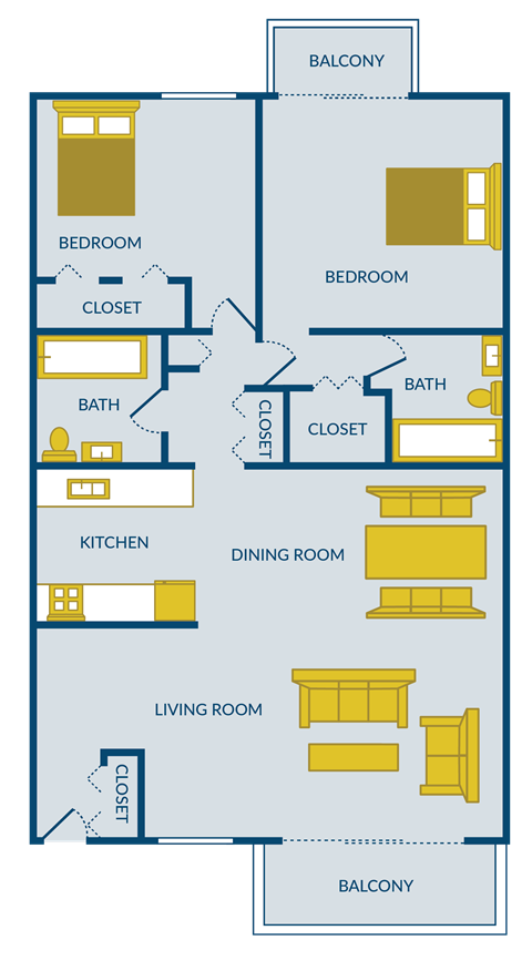 2 bedroom apartment floor plan at Harbor Pointe