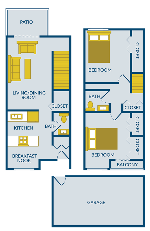2 bedroom apartment with garage