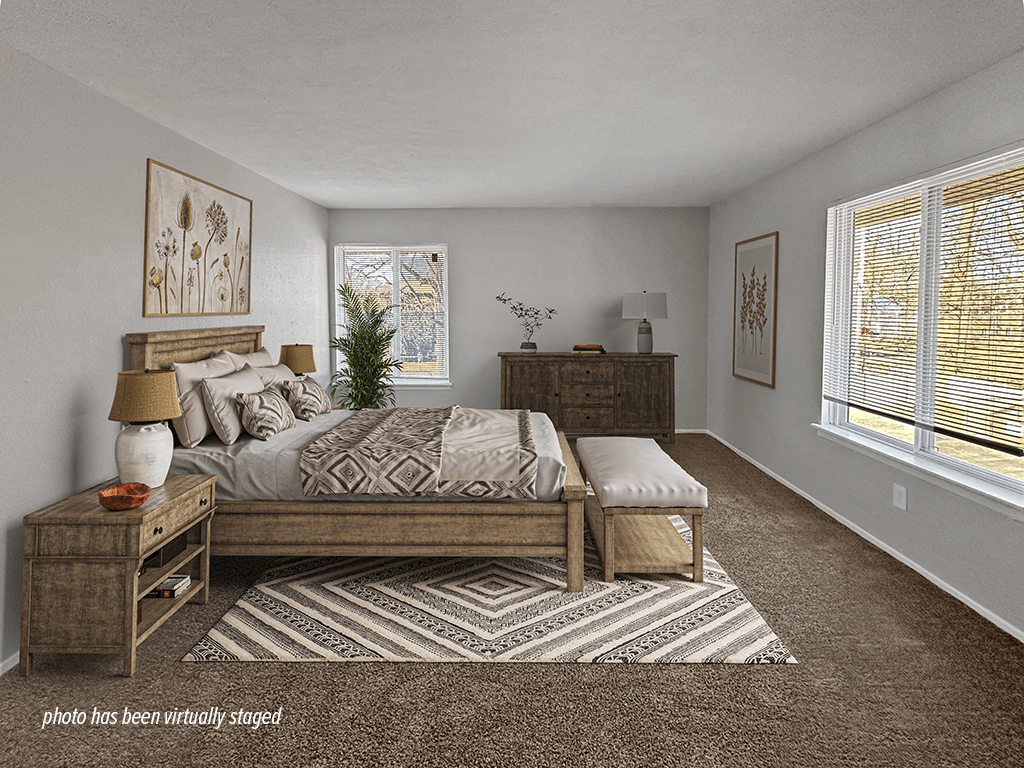 Apartment bedroom with big window
