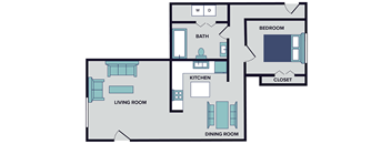 Lincoln Towhnome floor plan one bedroom one bathroom