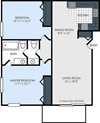two bedroom one and a half bathroom willow floor plan at hamilton trace apartments
