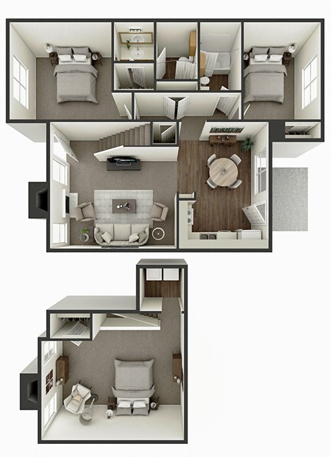 the magnolia 3 bedroom 2 bath floor plan at hunters way apartments