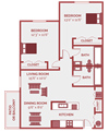 2 bed bath apt floor plan