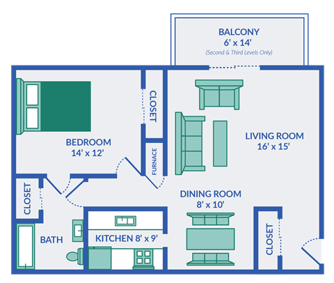 floor plan of a living room and a dining room with a kitchen and a bathroom