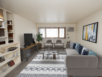 apartment living room with a couch and chairs - Photo Gallery