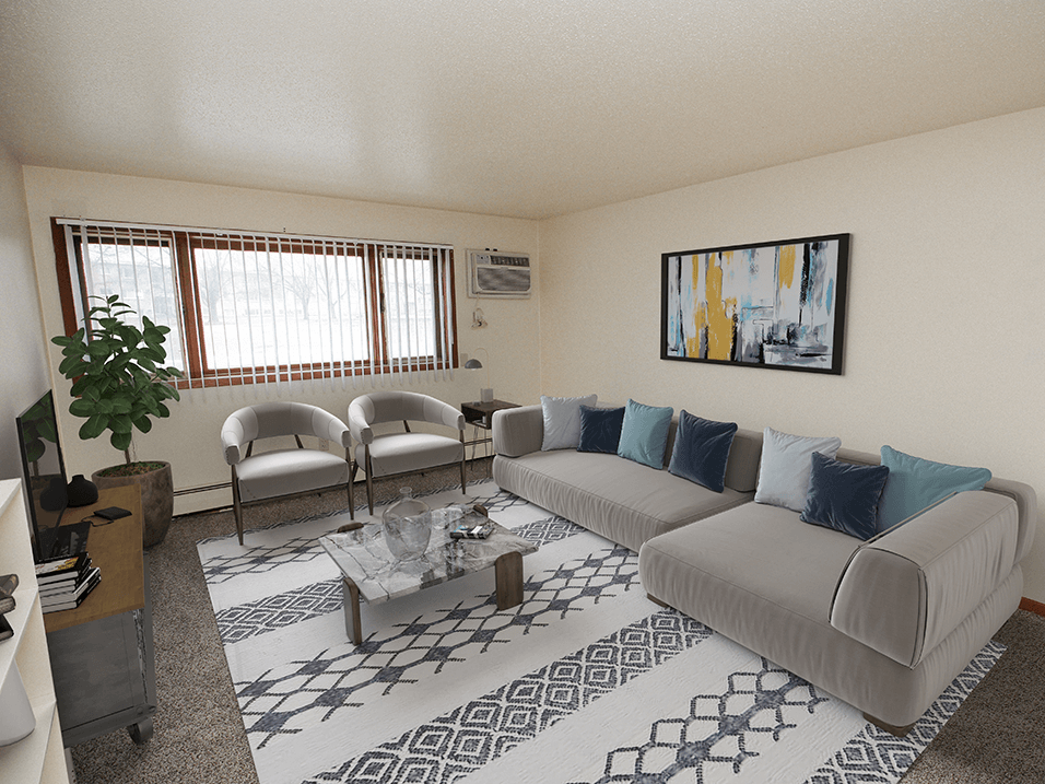 apartment living room that is cable ready