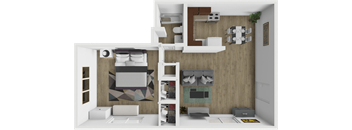 1 bed 1 bath floor plan at Imperial Gardens