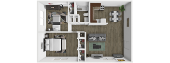 2 bed 1 bath floor plan at Imperial Gardens
