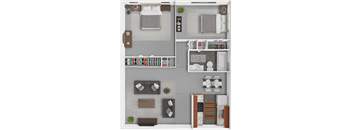 2 bed 1 bath floor plan at indian hills