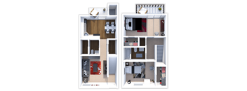 2 Bed 1 Bath The Oak Floor Plan at Indian Woods