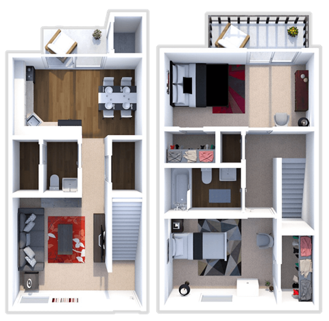 2 Bed 1 Bath The Oak Floor Plan at Indian Woods