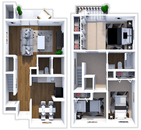 3 Bed Two Bath Chestnut Floor Plan at Indian Woods