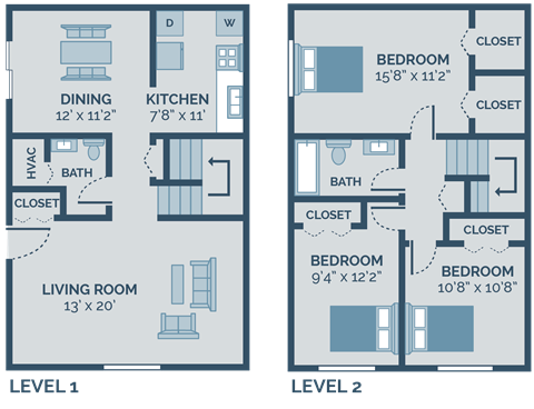 three bedroom townhome floor plan