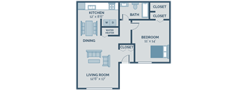 1 bed 1 bath apartment floor plan