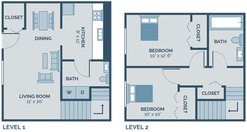two bedroom townhome floor plan