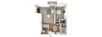1 bed 1 bath apt floor plan