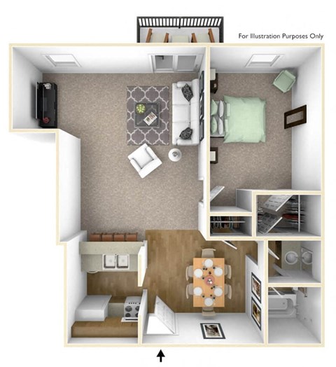 1 bed 1 bath apt floor plan