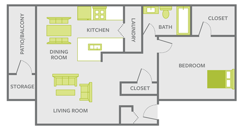 floor plan for one bedroom apt