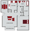 one bedroom floor plan in Wichita KS
