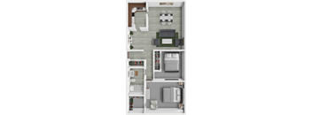 two bedroom floor plan at Leisure Apartments