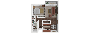 Belay floor plan that is a 1 bedroom 1 bathroom apartment at Les Chateaux Apartments in Duluth