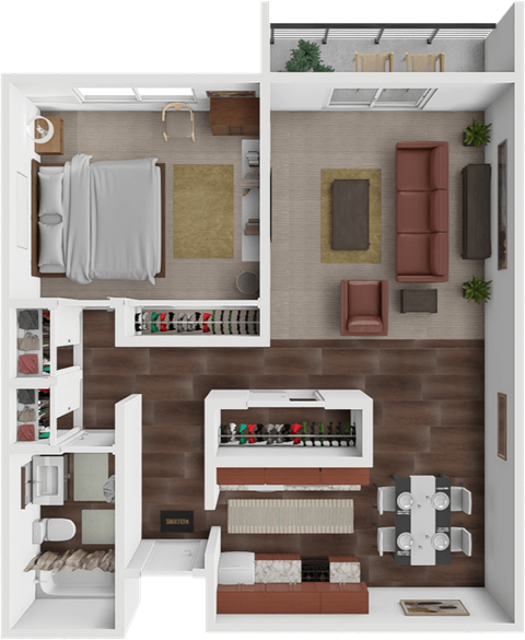 Belay floor plan that is a 1 bedroom 1 bathroom apartment at Les Chateaux Apartments in Duluth