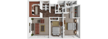 Galley 2 bedroom 2 bathroom floor plan at les chateaux apartments