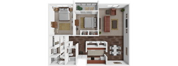 Skysail 2 bedroom 2 bathroom floor plan at les chateaux apartments